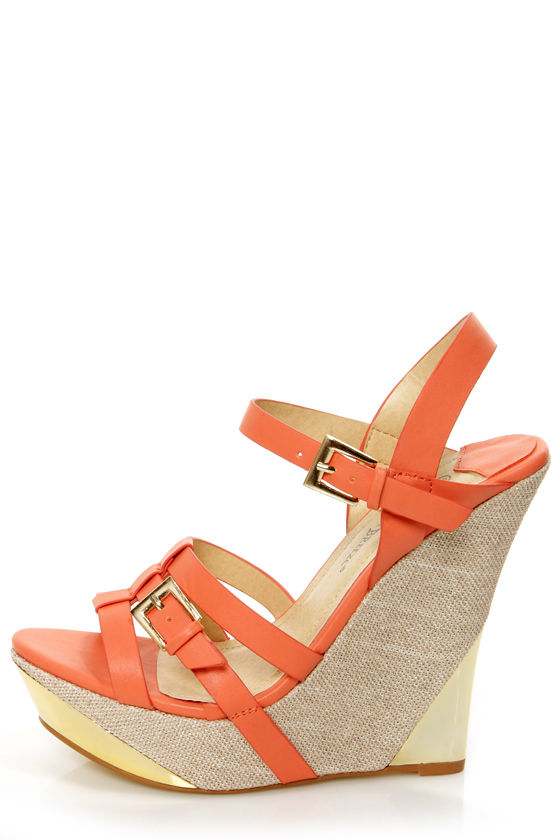 coral platform sandals