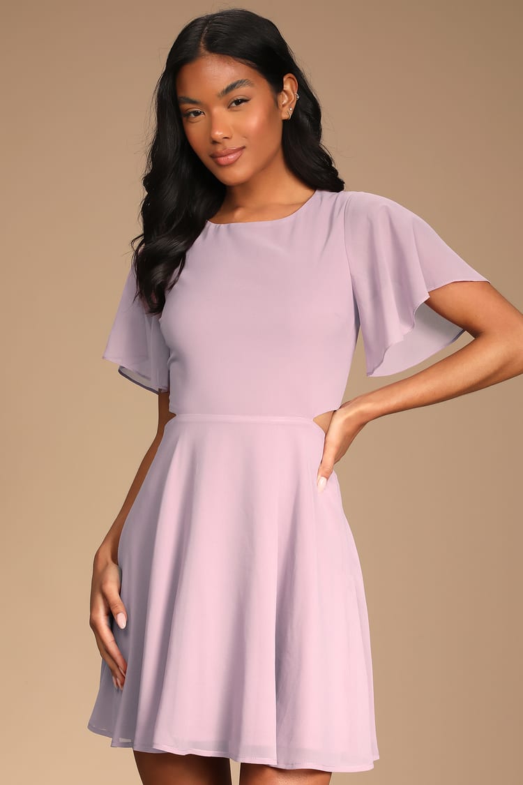 Lilac Skater Dress - Chiffon Mini Dress - Cutout Skater Dress - Lulus