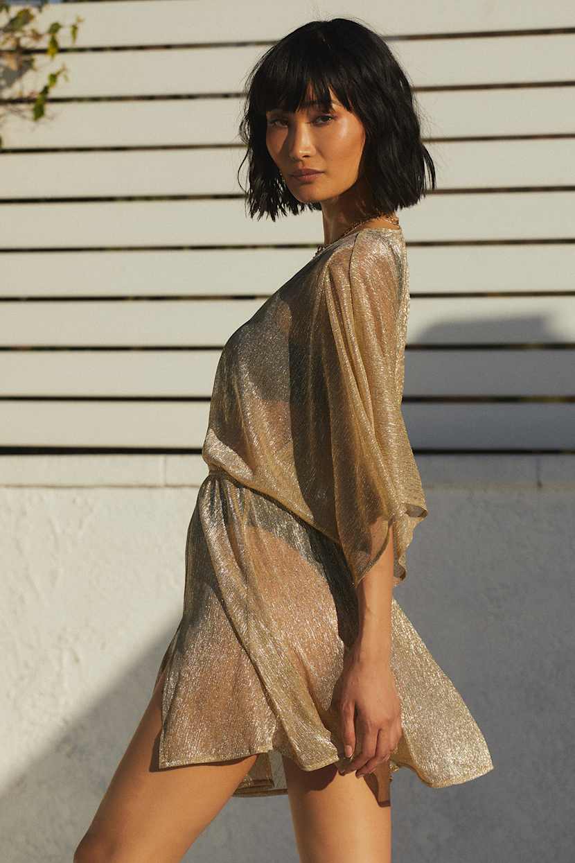 slim fit dress slacks Trophy Wife Metallic Gold Dress – Ellaé Lisqué main image 0