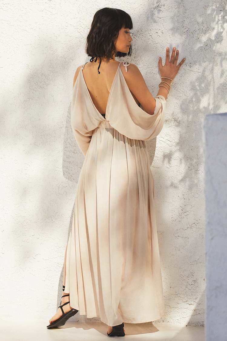 Beige Swim Cover-Up - Swim Cover Dress - Maxi Swim Dress