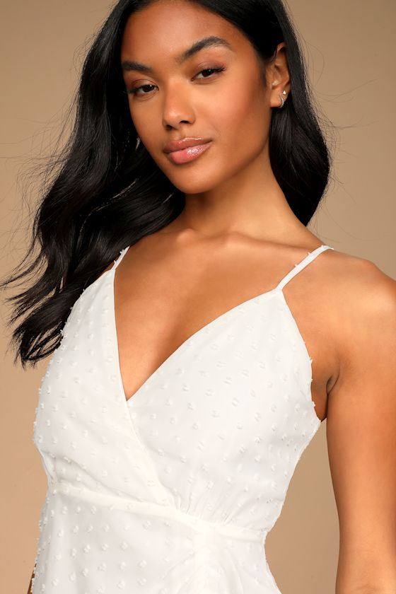 For Us to Dance White Swiss Dot Ruffled Midi Dress 3