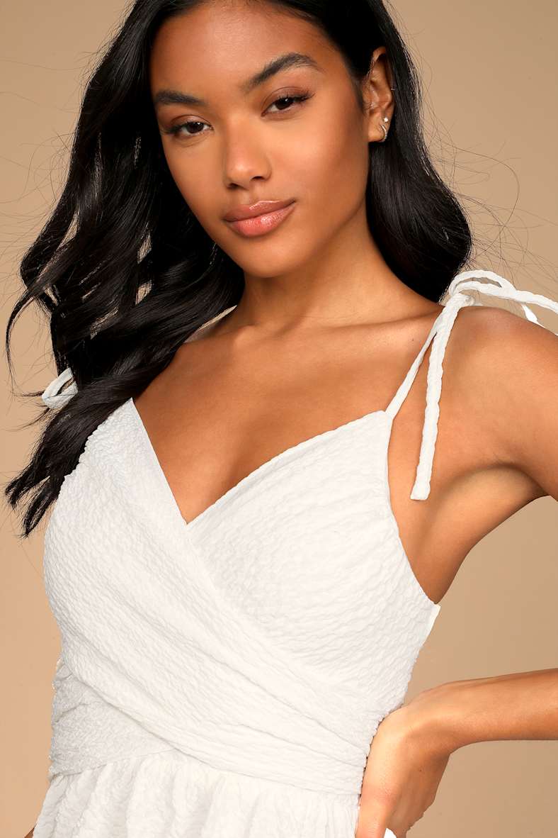 Cute and Sweet White Tie-Back Mini Skater Dress