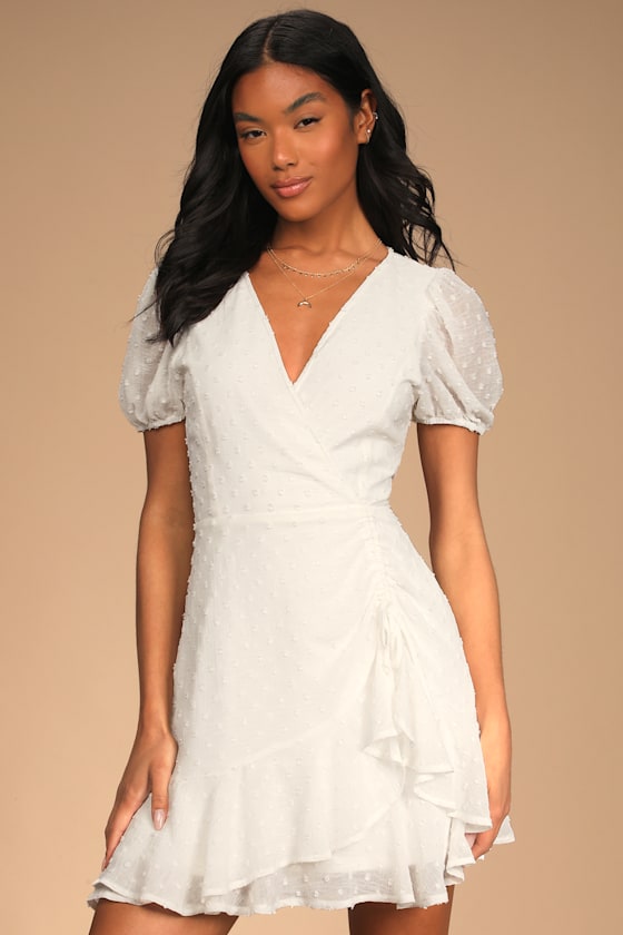 Daily Darling White Swiss Dot Ruffled Tie-Back Mini Dress 4