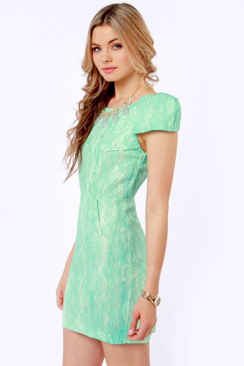 knee length dresses for ladies On This Day Emerald Green Lace Dress – Shop the Mint main image 1
