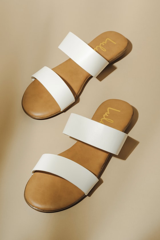 Oona White Slide Sandals 1