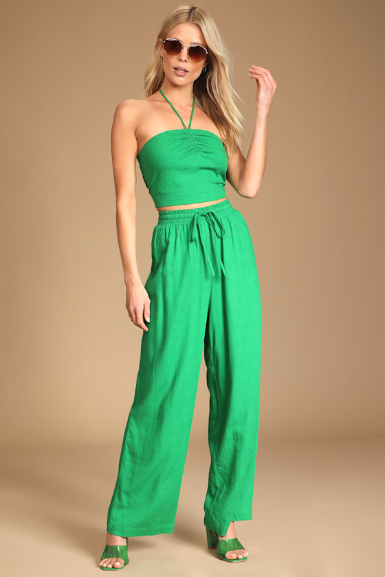 Happy Season Green Ruched Halter Crop Top 5