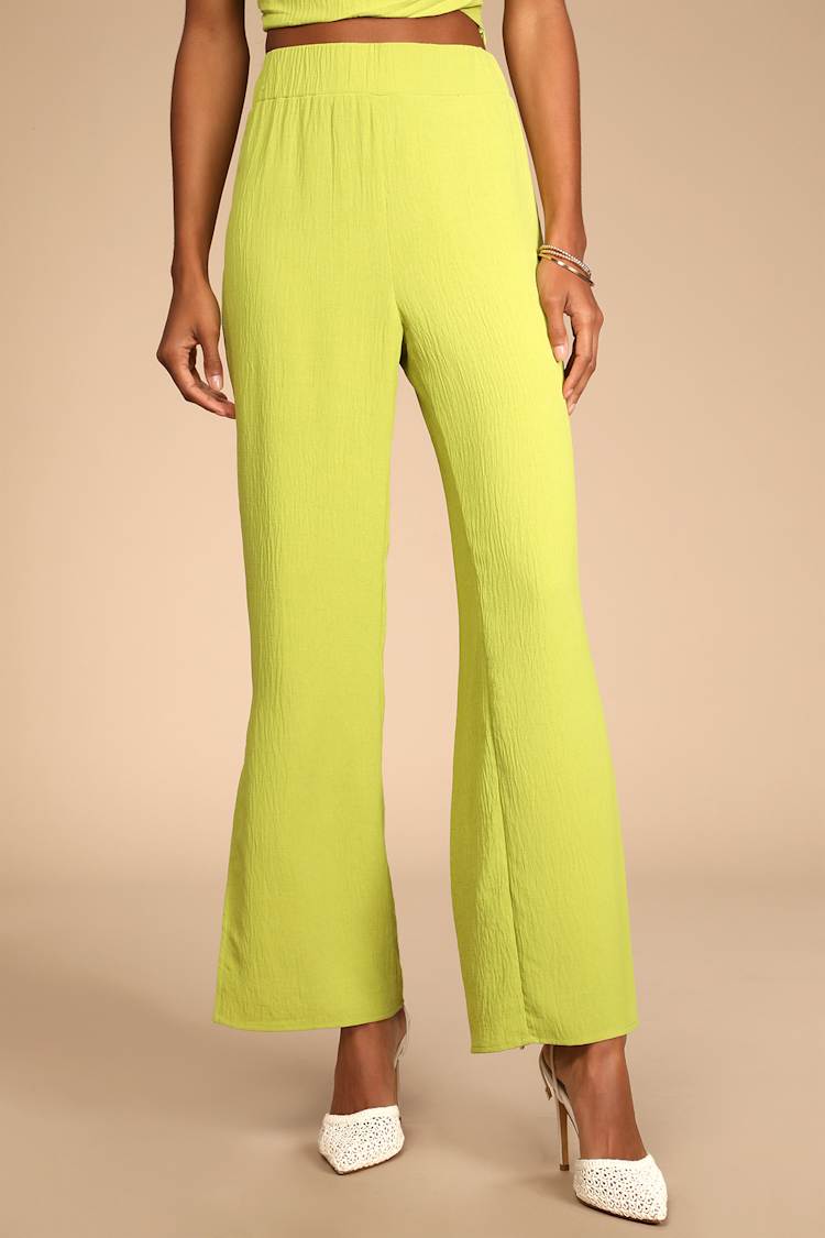 slim fit dress slacks Lime Green Slim Trouser Pants