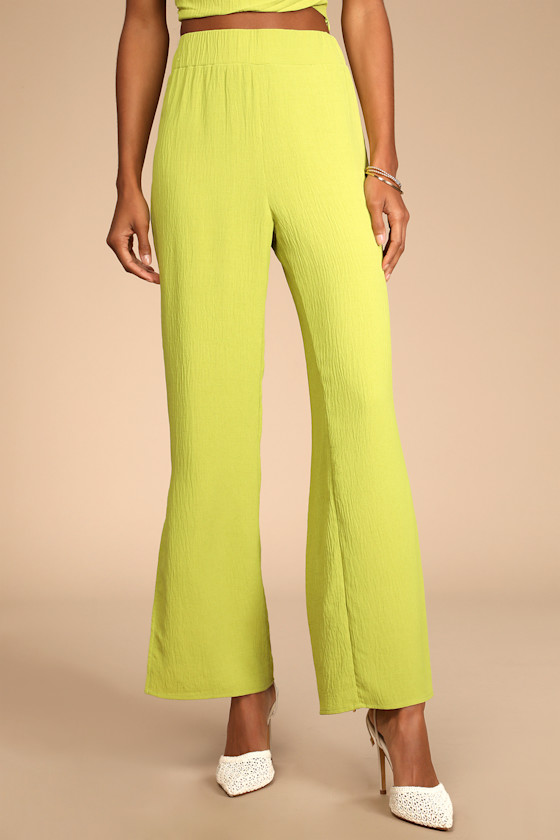 Follow the Breeze Lime Green High-Waisted Wide-Leg Pants 4