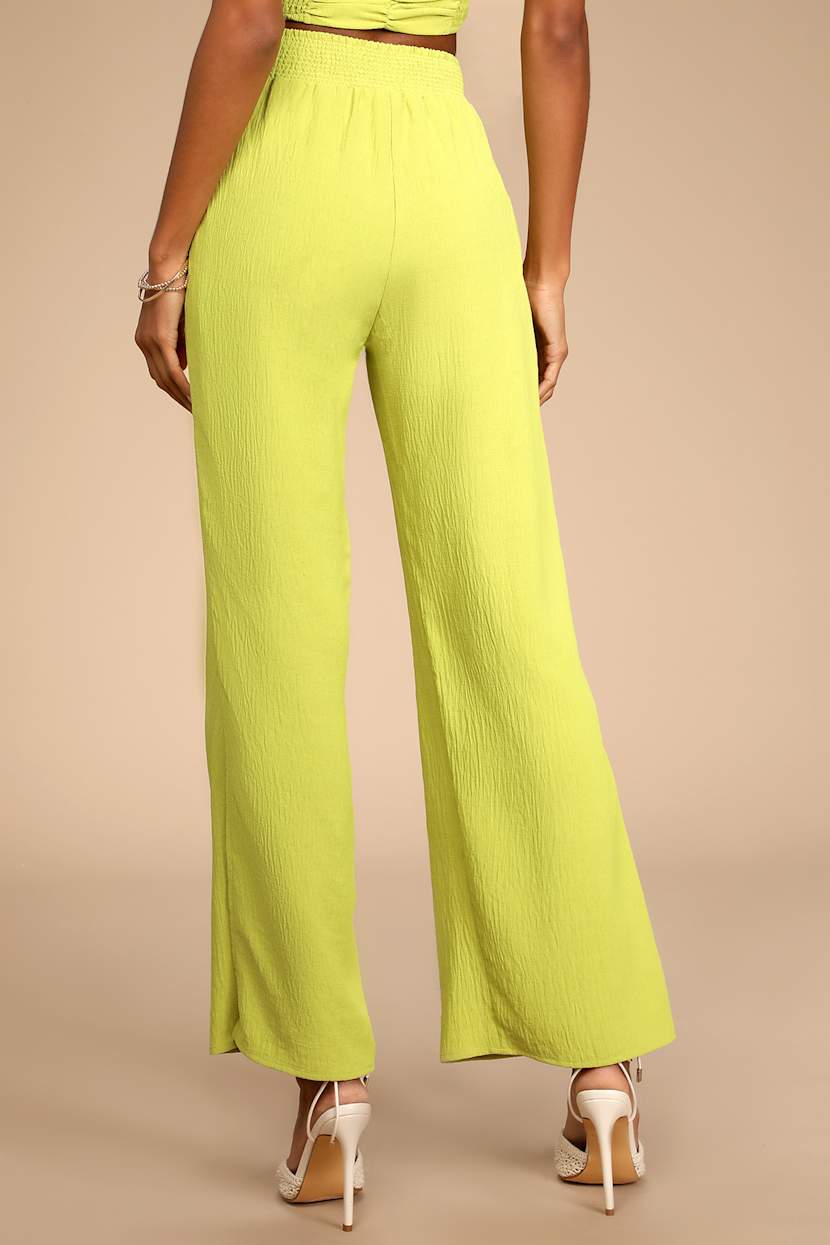 Lime Green Pants- Wide-Leg Pants - High-Waisted Green Pants - Lulus Lime Green Pants- Wide-Leg Pants - High-Waisted Green Pants - Lulus