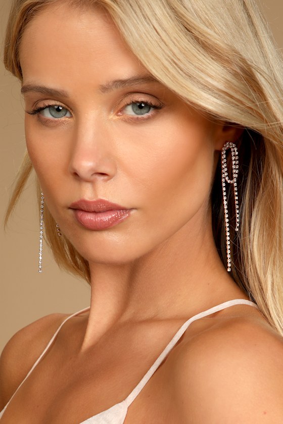 Daring to Dazzle Gold Rhinestone Chain Earrings 1