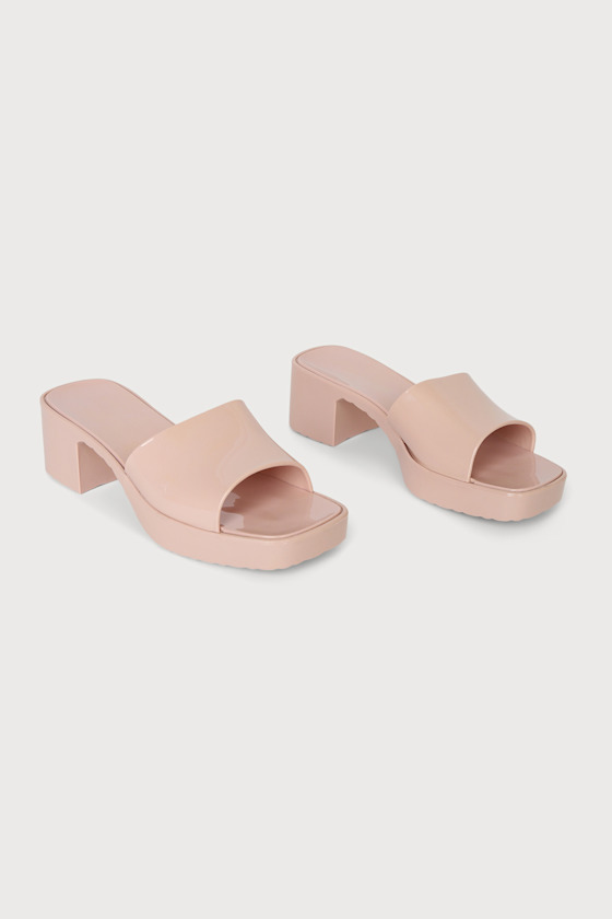 Miarella Light Nude Jelly Platform Mule Sandals 3