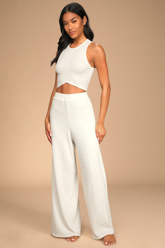 Blissful Beginnings White Wide-Leg Lounge Pants 4