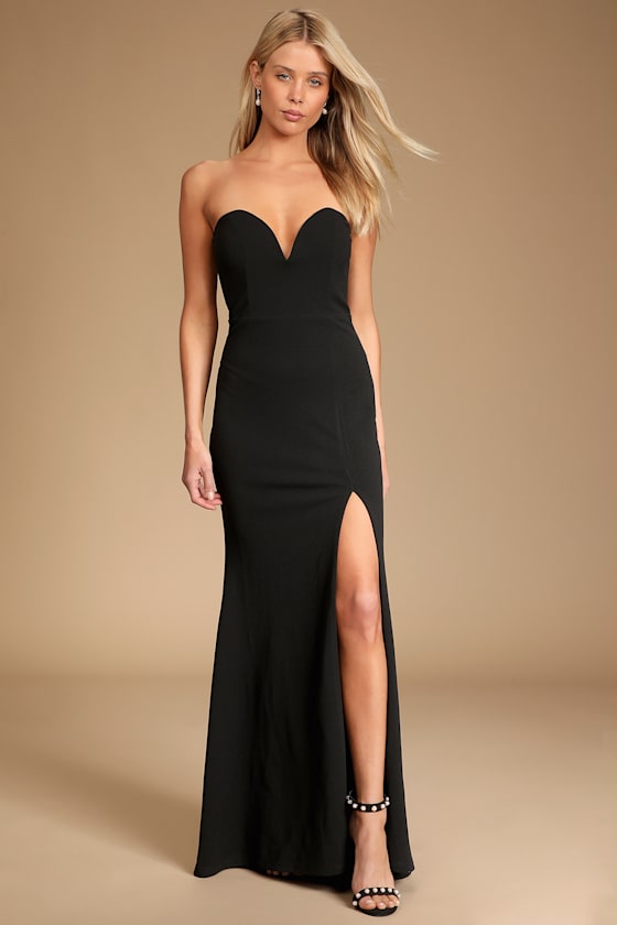 Classic Stunner Black Strapless Mermaid Maxi Dress 1