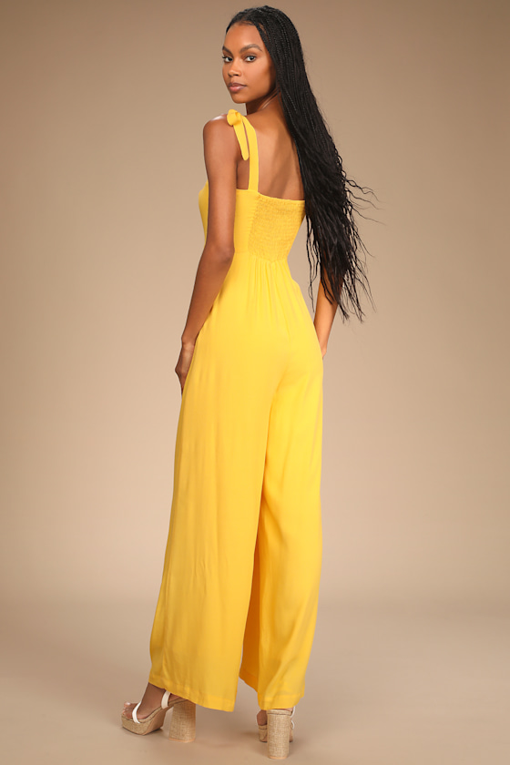 Sunny Sweetness Yellow Tie-Strap Jumpsuit 1