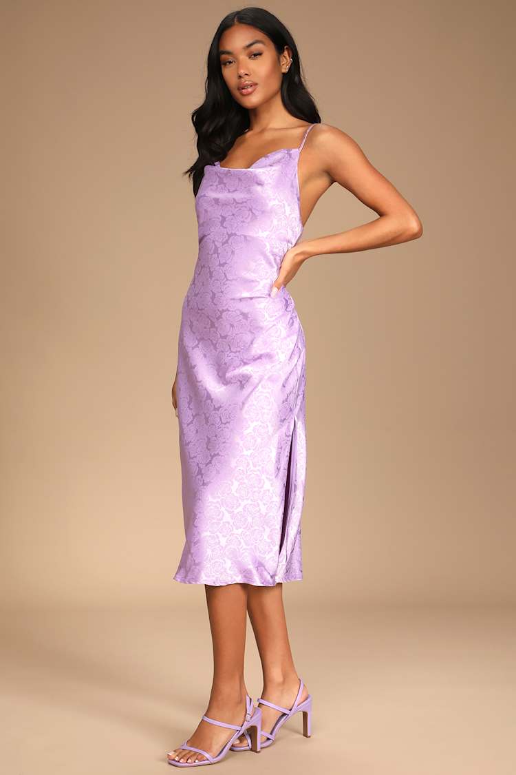 satin jacquard midi slip dress White Satin Slip Dress - Floral Jacquard Dress - White Midi Dress