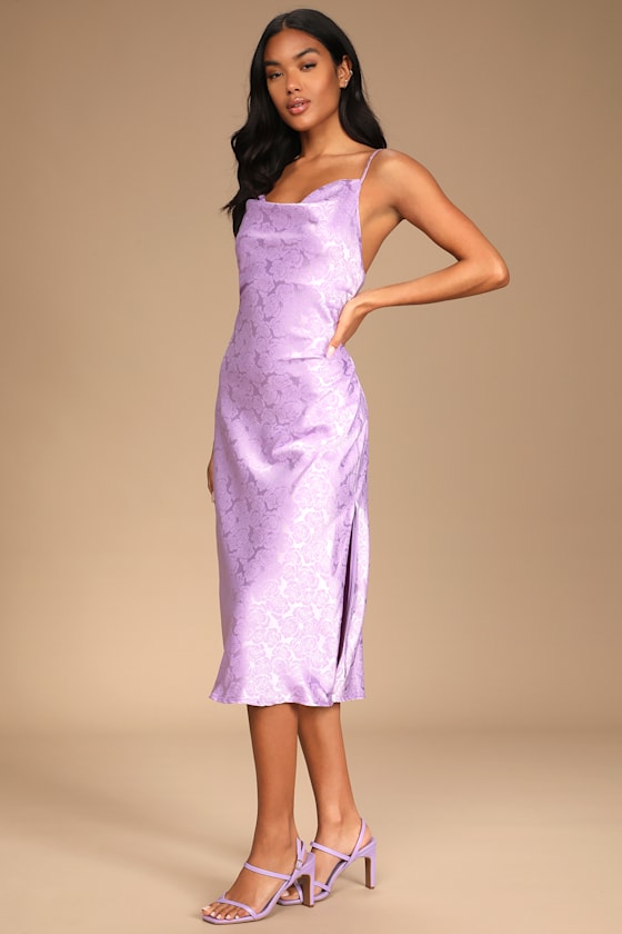 You're My Type Lavender Satin Jacquard Midi Slip Dress 2