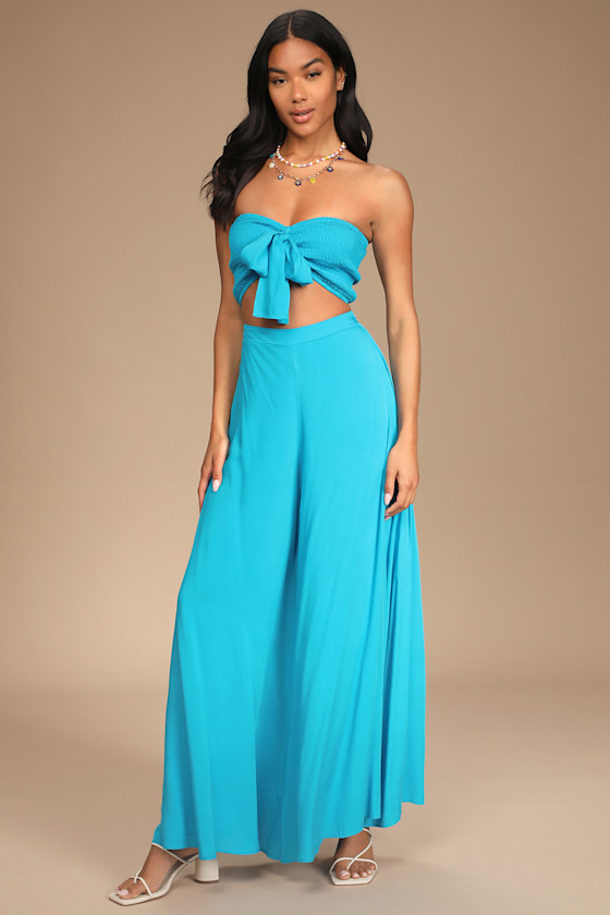 Seaside to Shore Turquoise Blue Strapless Two-Piece Jumpsuit 5