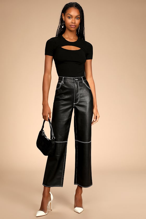 Flirty Little Secret Black Ribbed Cutout Short Sleeve Top 5