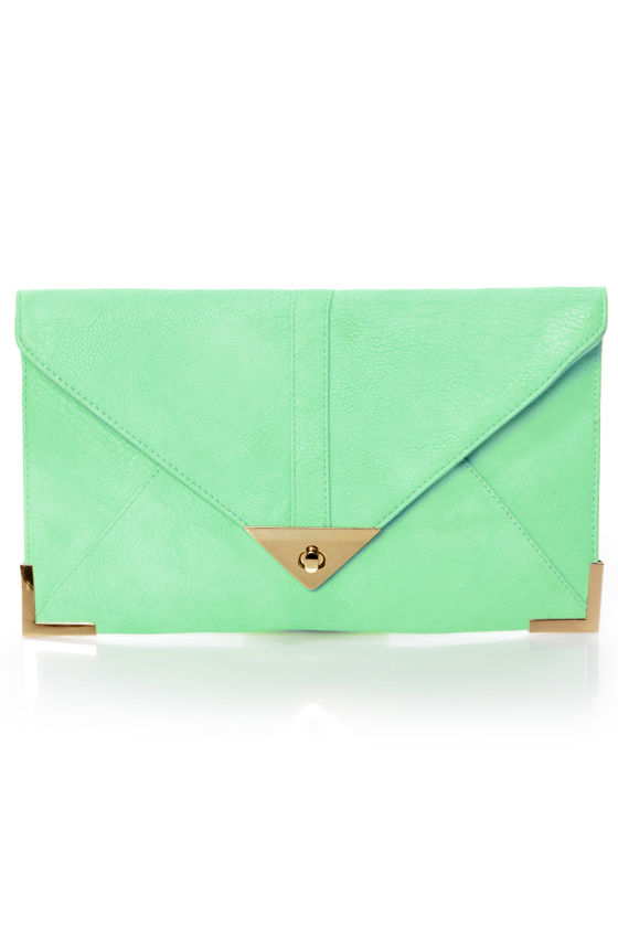 Cute Mint Green Clutch Envelope Clutch 34.00 Lulus