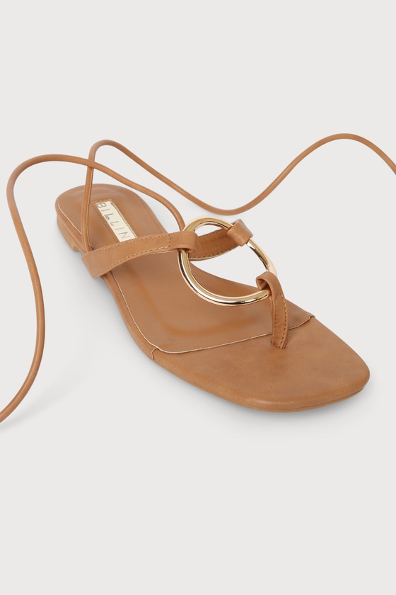 Billini Aisha - Brown Flat Sandals - O-Ring Sandals - Lace-Ups - Lulus