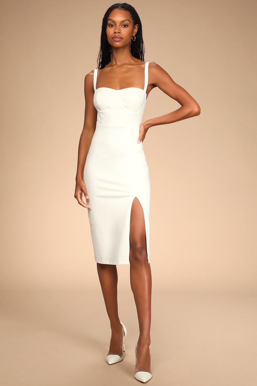 White Midi Dress - Bodycon Midi Dress - Bustier Dress - Lulus