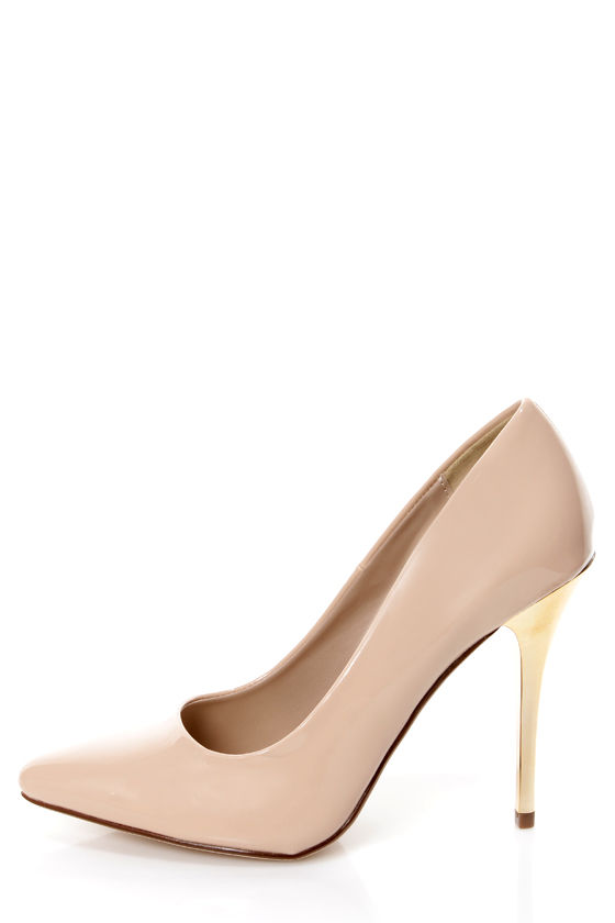 nude heels with gold