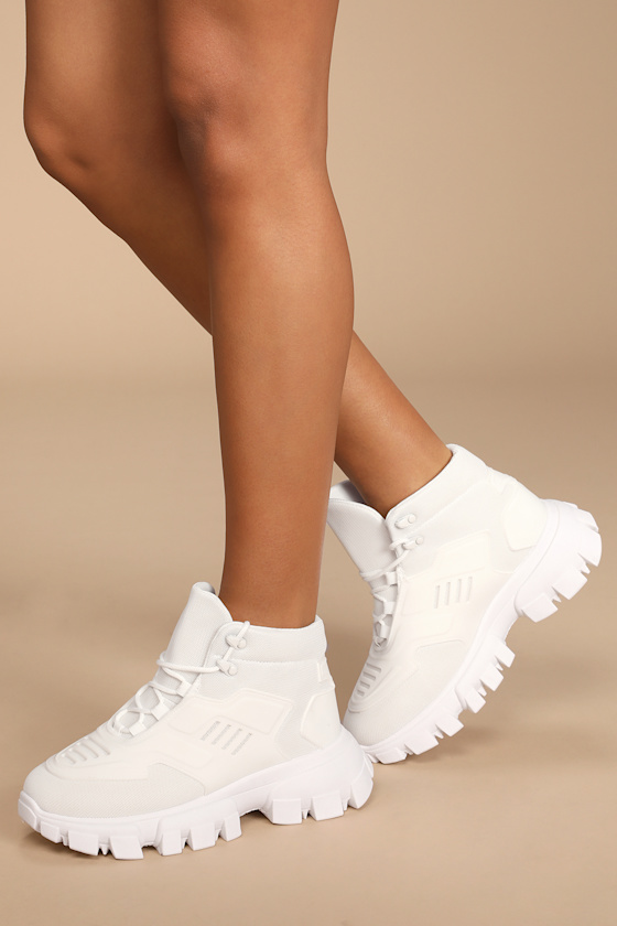 white chunky boot sneakers
