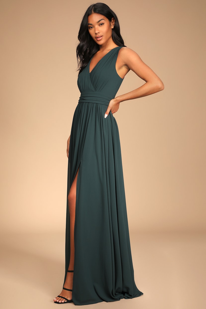 Lovely Sleeveless Gown Dress - - - Dress Green Emerald Maxi Lulus