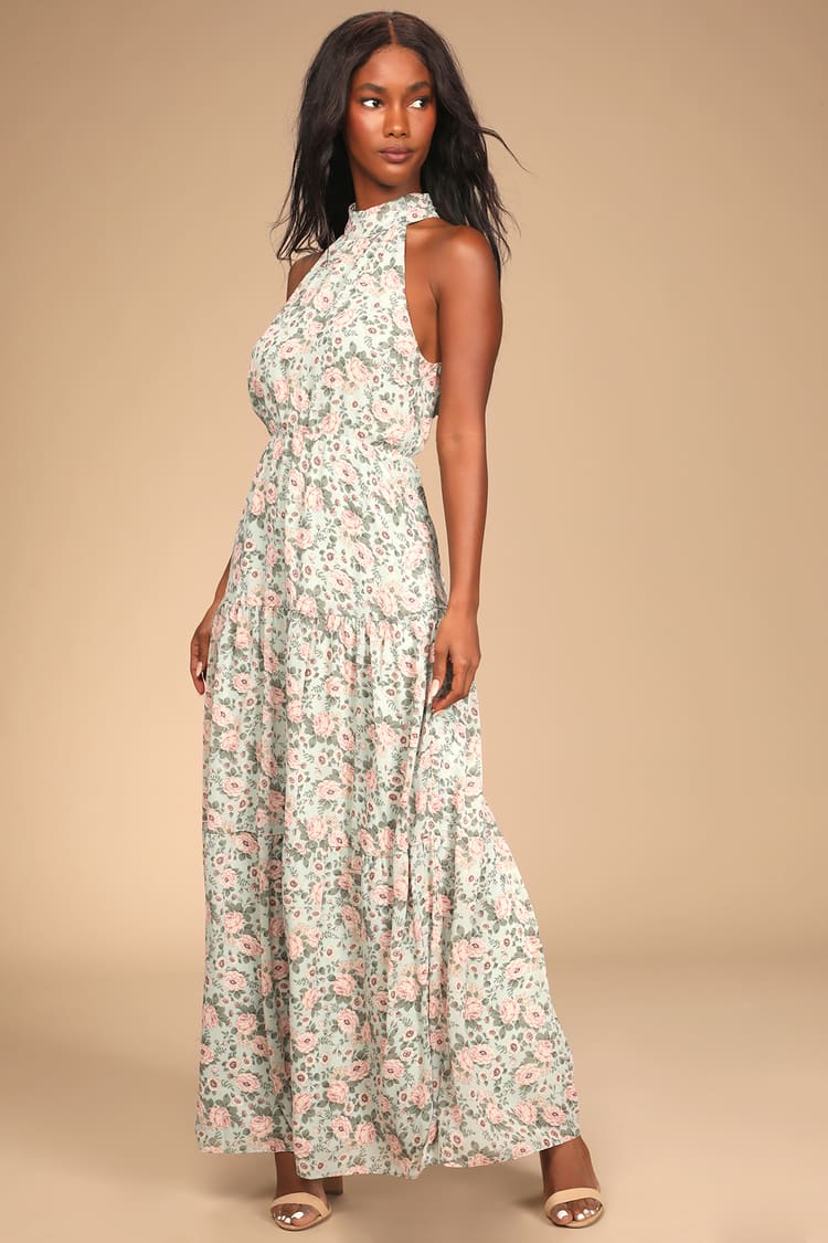 Sage Print Maxi Dress