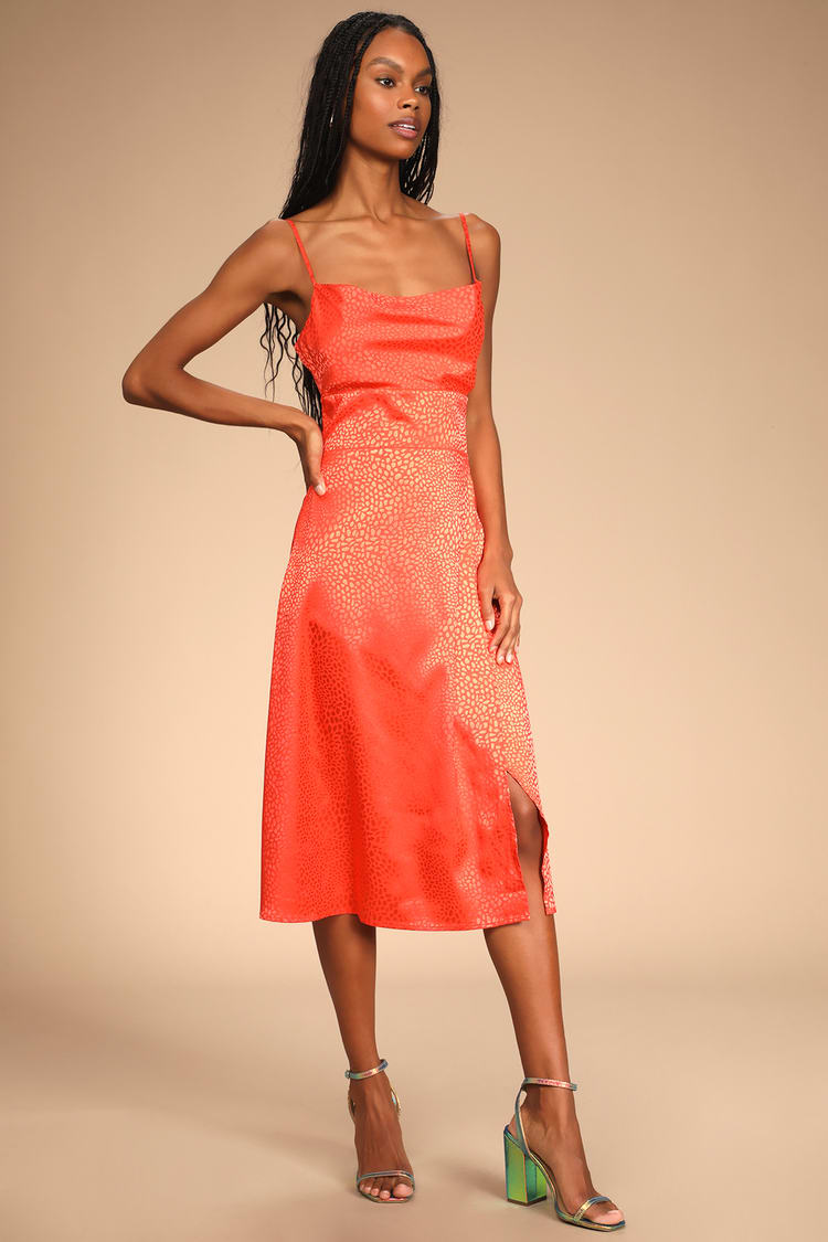 Chic Orange Satin Party Dress