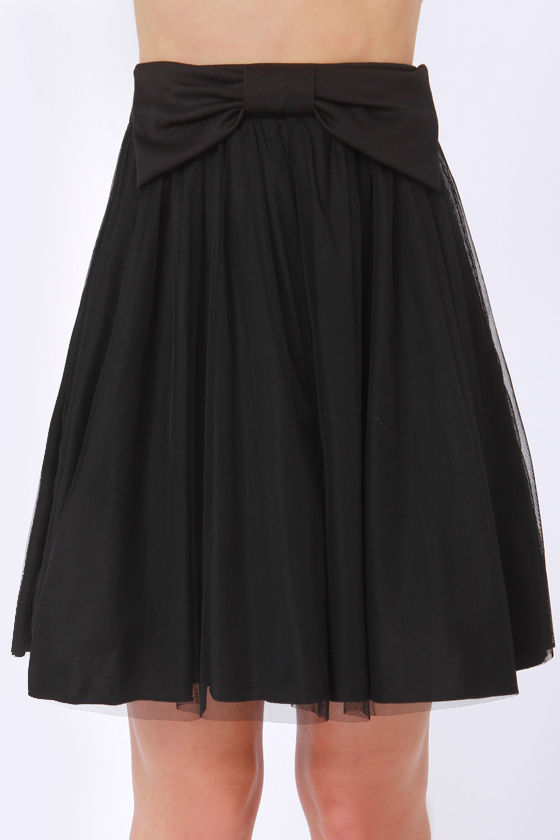 Cute Black Skirt - Skater Skirt - Mini Skirt - Tulle Skirt - $35.00