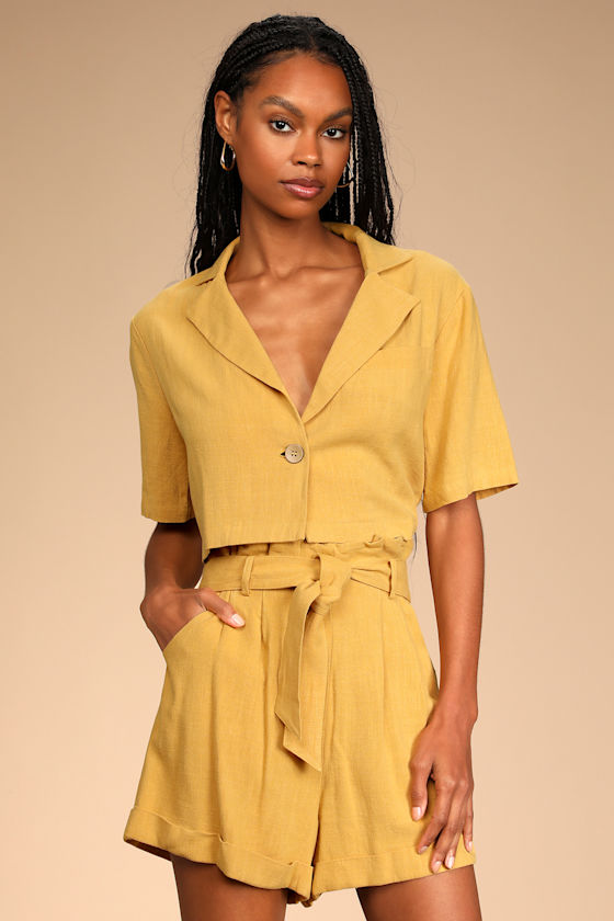 Daily Adventures Mustard Yellow Short Sleeve Crop Top 4