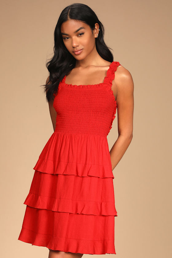 Lauren Smocked Tie-Back Mini Dress