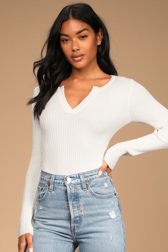 Style Starter White Ribbed Long Sleeve Bodysuit 9
