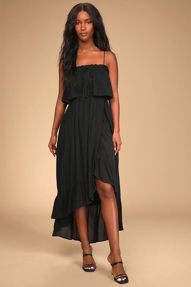 Black Dress - Ruffled Midi Dress - Sleeveless Midi Dress - Lulus Black Dress - Ruffled Midi Dress - Sleeveless Midi Dress - Lulus