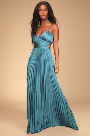 Got the Glam Teal Pleated Cutout Maxi Dress Got the Glam Teal Pleated Cutout Maxi Dress