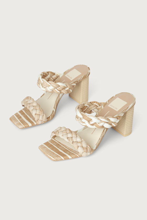 Paily White Striped High Heel Slide Sandals 3