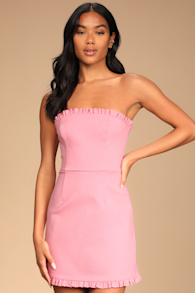 Little Lovely Light Pink Strapless Mini Dress 4
