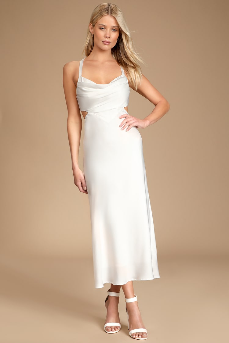 11+ White Cowl Back Dress