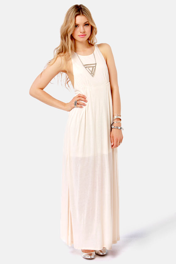 womens cream maxi dress