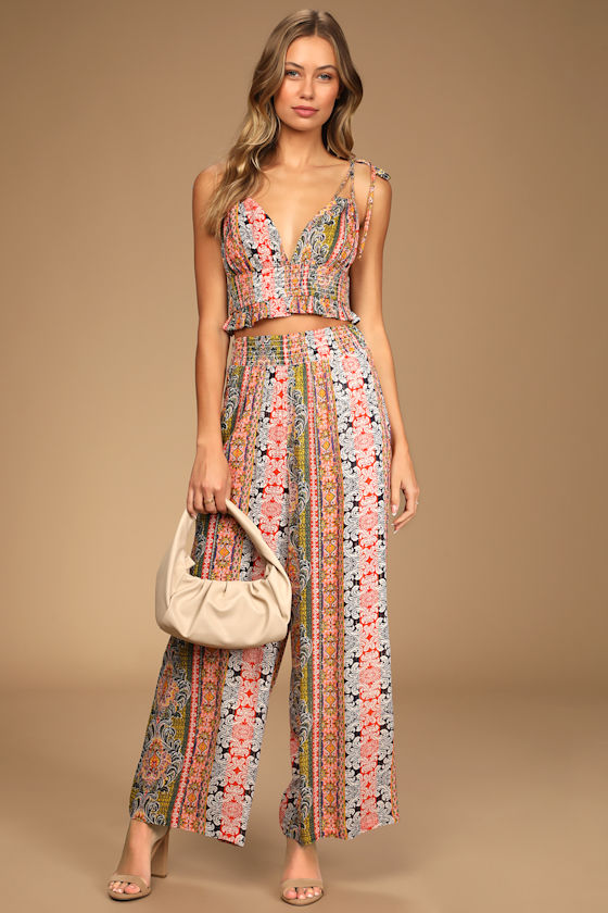 Trendy Traveler Boho Print High-Waist Wide Leg Pants 5