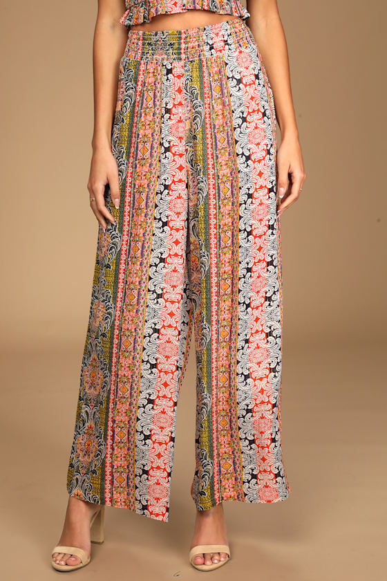 Trendy Traveler Boho Print High-Waist Wide Leg Pants 4