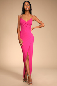 Sweetest Admirer Magenta Ruched Surplice Maxi Dress 4