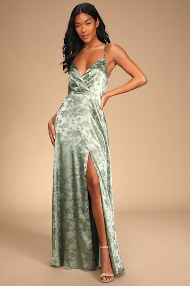 green dress myer Emerald Green Satin Satin Surplice Maxi Dress Navy Dress Formal Dresses Myer  Online Clothing The Joy
