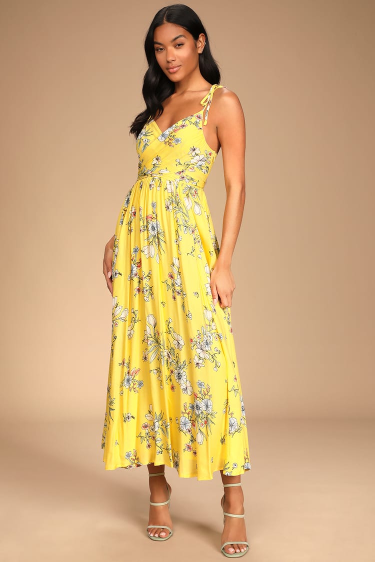 yellow floral dress maxi