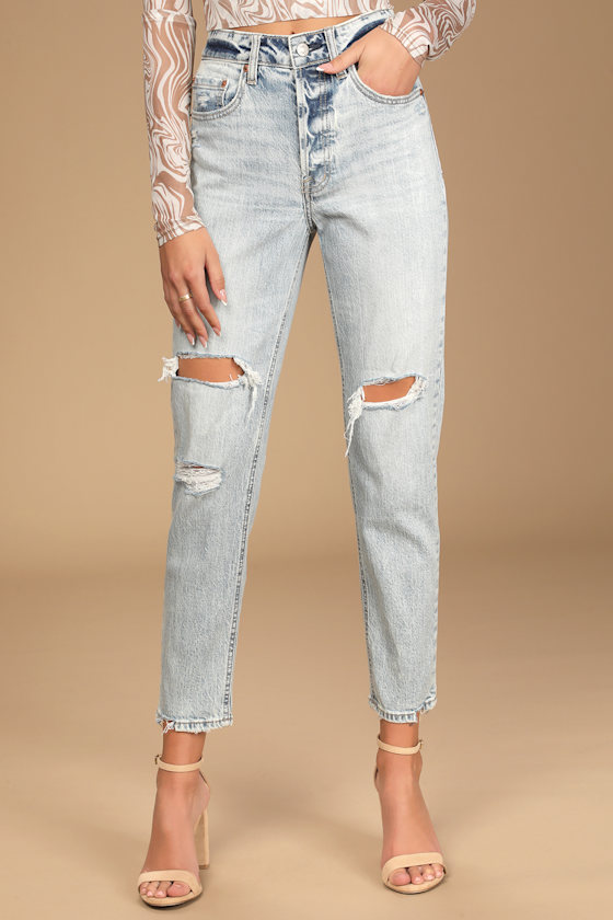 High Rise Mom Jeans - Lulus
