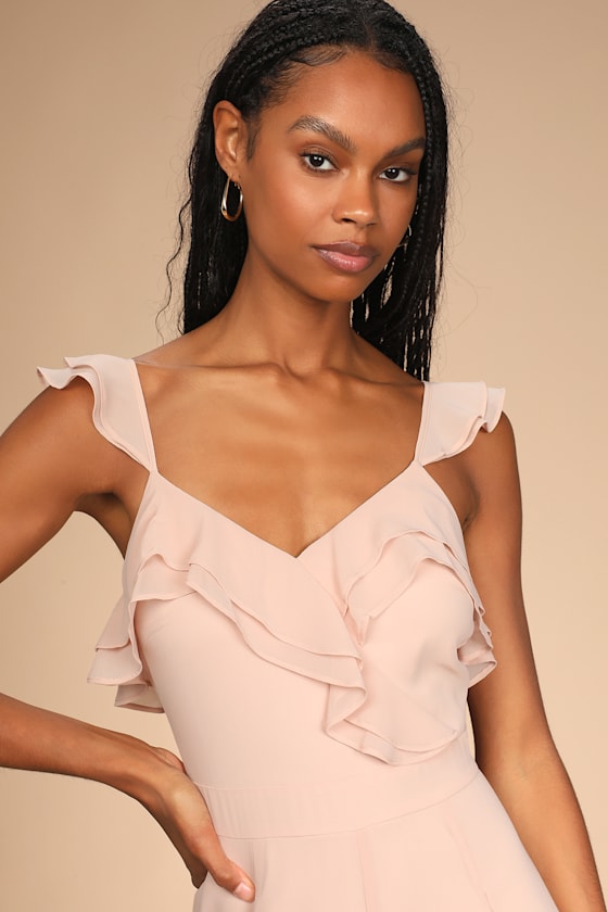 Remarkable Sight Blush Pink Ruffled Wide-Leg Jumpsuit 5