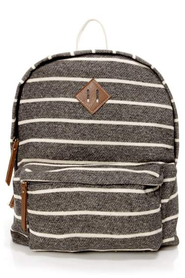 Grey Madden Girl Backpack Madden Girl Striped Canvas Backpack