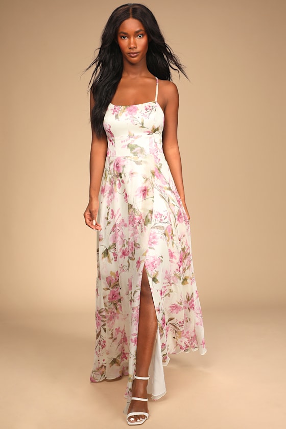 Mood of the Night Cream Floral Print Maxi Dress 6