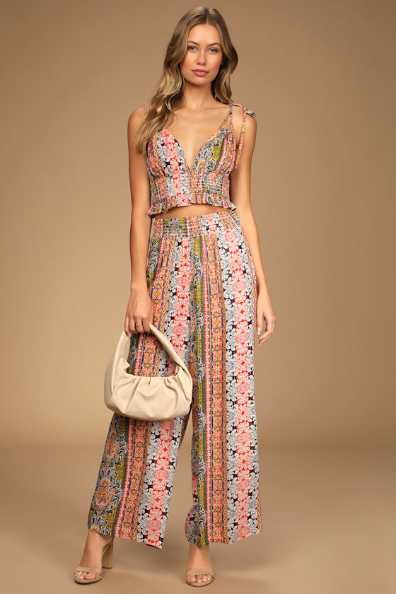 Trendy Traveler Boho Print Tie-Shoulder Cropped Tank Top 5